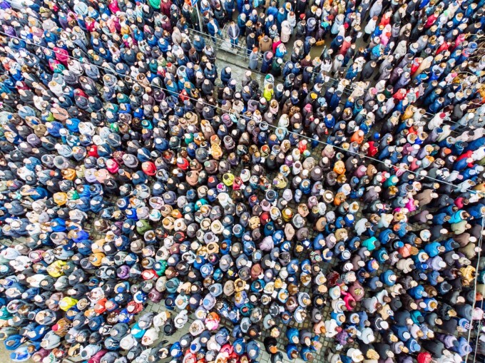Crowd of people, overpopulation worries