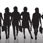 An image of silhouetted women holding briefcases.