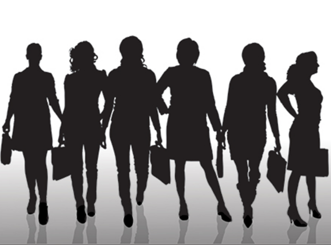 An image of silhouetted women holding briefcases.