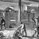 Image of workers shoveling coal into a furnace.