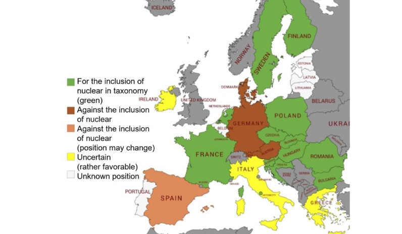 map of pro- and anti-nuclear Euro­pean countries 