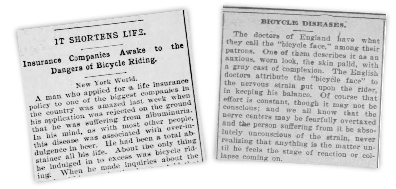 Newspaper. Dangers of bicycle riding.