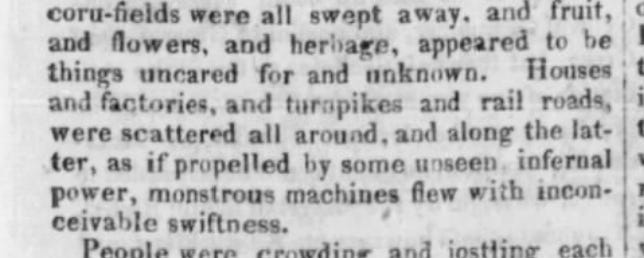 Newspaper. 1800s human progress predictions. Machines.