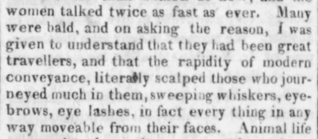 Newspaper. 1800s human progress predictions. Baldness. 