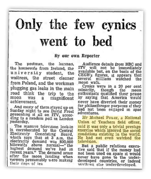 Article titled "Only the Few Cynics Went to Bed"