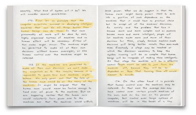 handwritten transcript of the Unabomber Manifesto written by Kaczynski from prison in 2003.