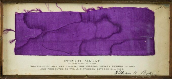 A mauve piece of silk dyed by Sir William Henry Perkin 