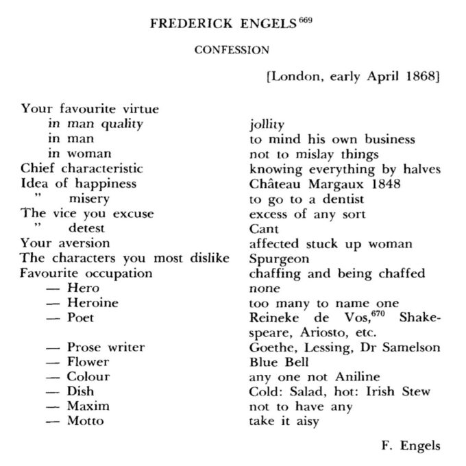 Frederick Engels "Confession"