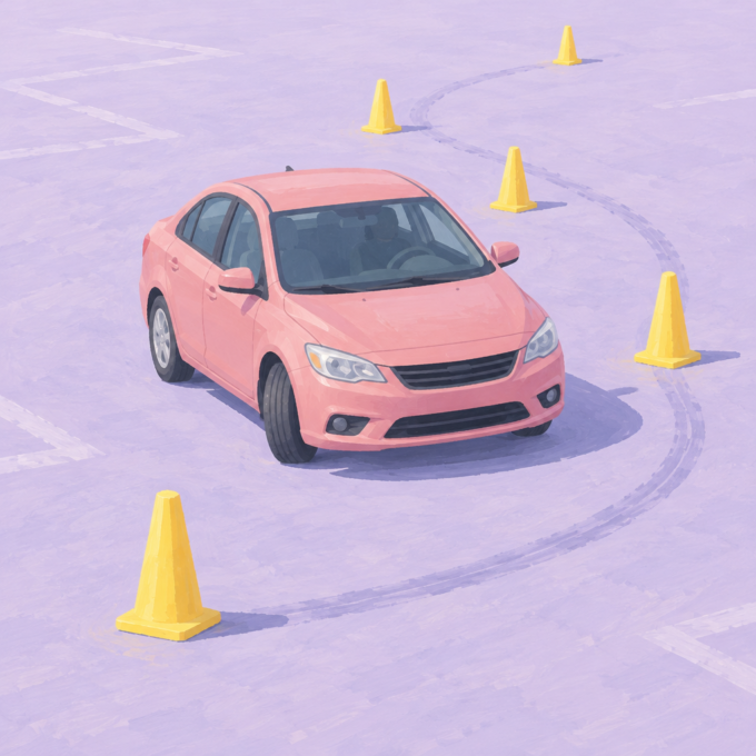 AI Completes a Low-Speed Course in a Real Car